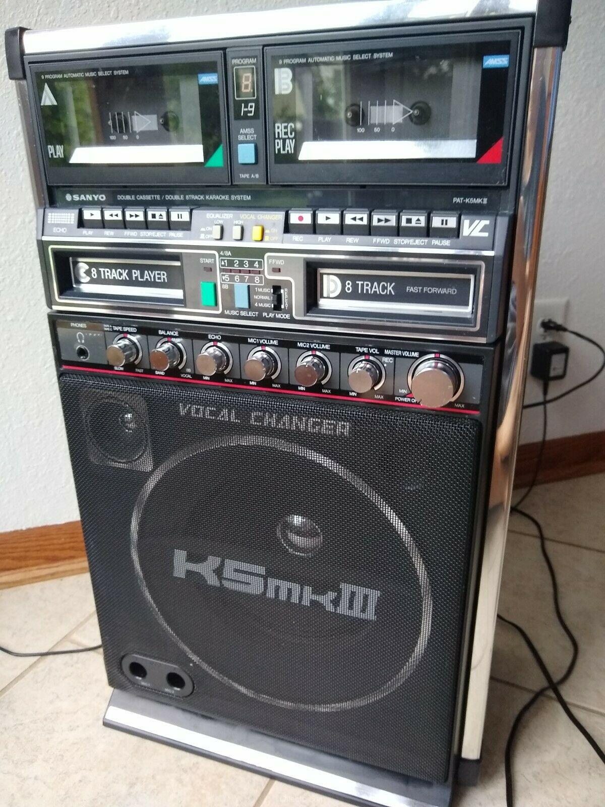 Sanyo PAT-K5MKIII Double Cassette, 8 Track Boombox Karaoke