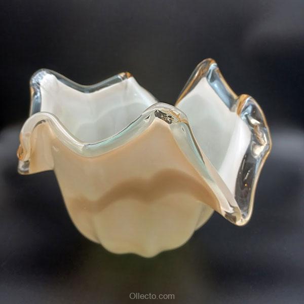 Large Murano Beige Art Glass Vase