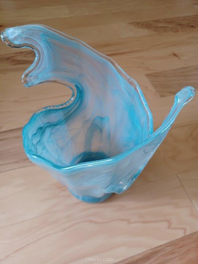 Lavorazione Arte Seafoam Waves Blue Art Vase - Image 3