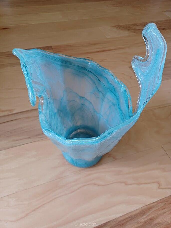 Lavorazione Arte Seafoam Waves Blue Art Vase